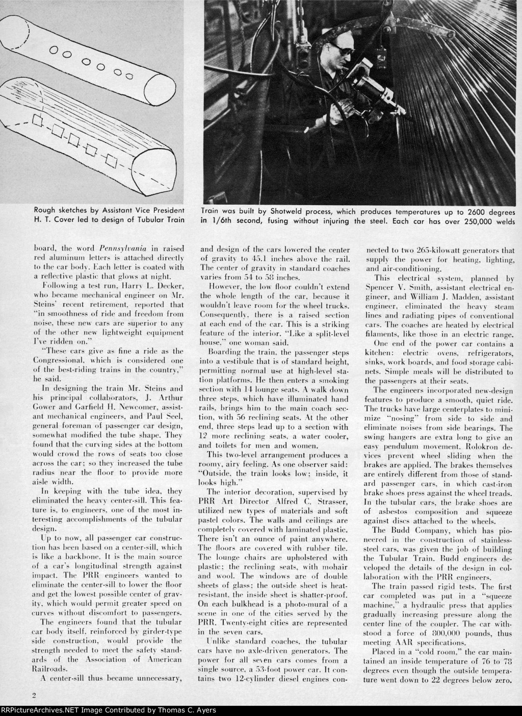 "PRR Gets 'Tubular' Train," Page 2, 1956